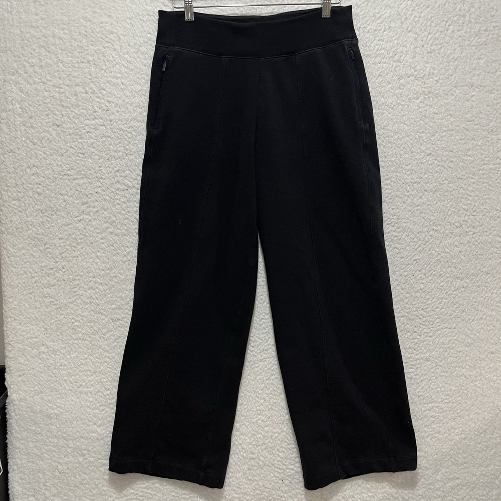 Athleta Womens Sz M Black‎ Wide Leg Pants Knit Comfort